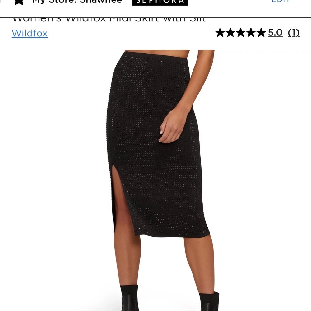 Wildfox Black Midi Skirt with Slit